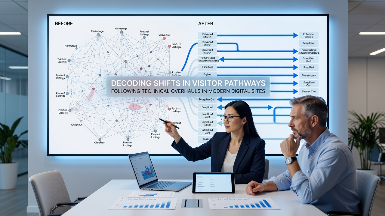 Graph depicting changes in user journey metrics post technical site overhaul